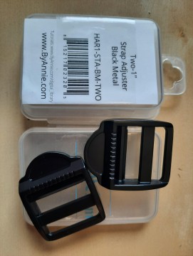 2 stk. 1 inch Strap Adjuster, Black Metal